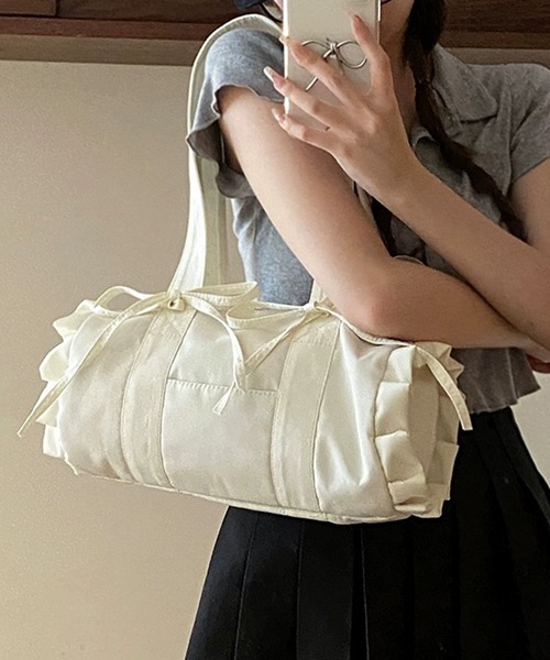 shopnikoniko（ショップにこにこ） ボストンバッグ リボンフリル