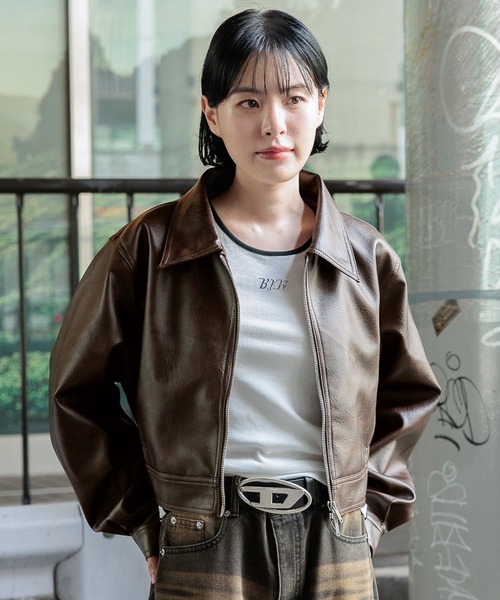 Melt The Lady ピアス ショート レザージャケット ライダース Melt The Lady ピアス ショート レザージャケット ライダース