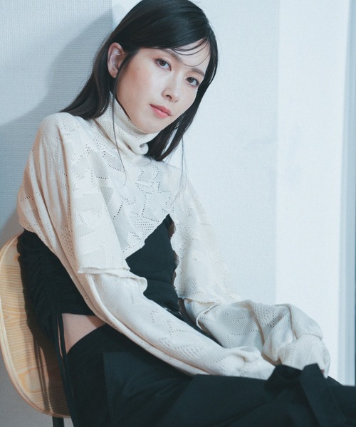 「Nora Lily」「elle」Asymmetry Hi-Neck Kitting Bolero レディース