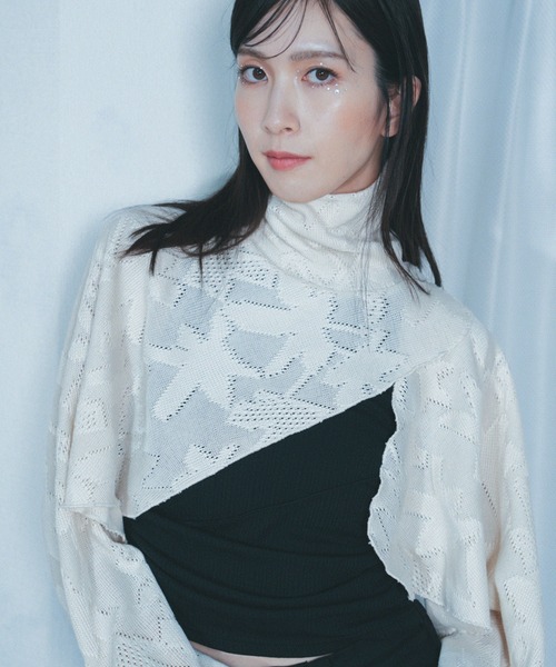 「Nora Lily」「elle」Asymmetry Hi-Neck Kitting Bolero レディース Nora Lily 「Nora Lily」「elle」Asymmetry Hi-Neck Kitting