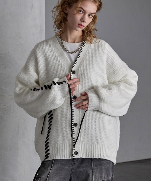 SERACE カーディガン 「SERACE」Hand stitch loose shaggy cardigan