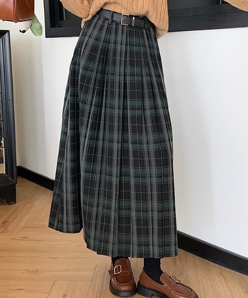 LACーVERT スカート チェック柄ロングプリーツスカート