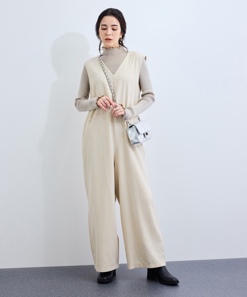 LE CERCLE par rope' オールインワン ラメヘリンボーンサロペット