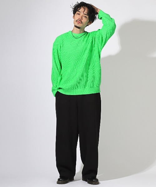 LUXSTYLE セーター ニット 畦編みクルーネックニット メンズ