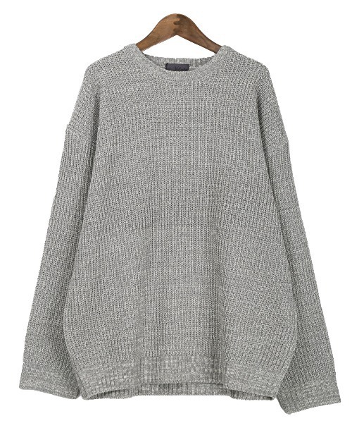 LUXSTYLE セーター ニット 畦編みクルーネックニット メンズ