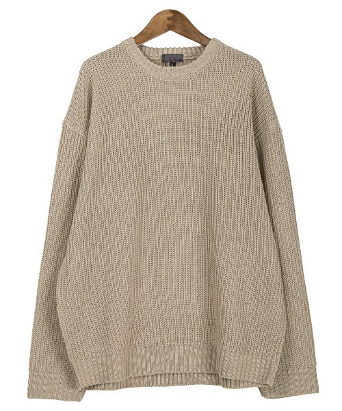 LUXSTYLE セーター ニット 畦編みクルーネックニット メンズ