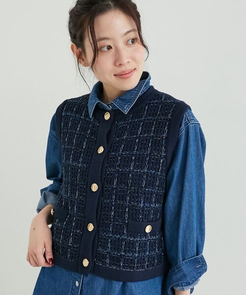 ベスト ジレ 「LARUTA」ピークドラペルジレ レディース LARUTA ベスト ジレ 「LARUTA」ピークドラペルジレ レディース
