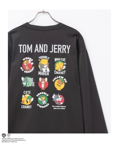   ショルダーロゴ刺繍 長袖Tシャツ 紺白 2枚セット tシャツ TOM＆JERRY ロゴ刺繍集合長袖T メンズ : ZOZOTOWN Yahoo!店