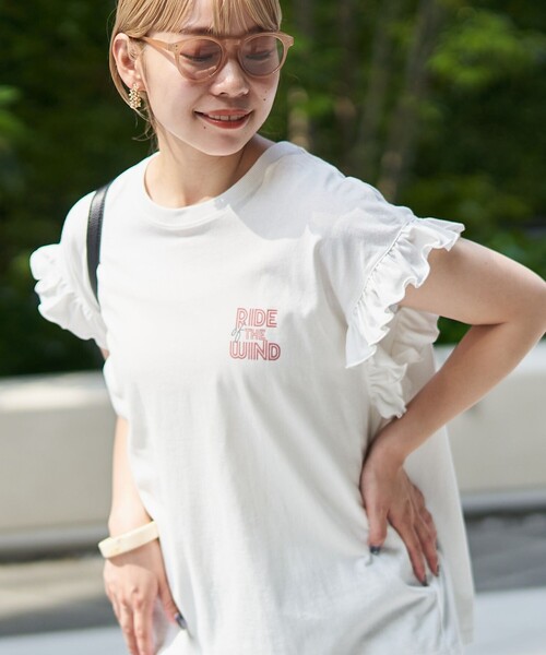 coen（コーエン） tシャツ 半袖 ピグメントアソートフリルTシャツ
