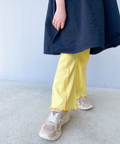バラバサス 黄色 29インチ フレアパンツ ドリップ TARKER（ターカー） パンツ リブフレアパンツ キッズ 子供服 女の子
