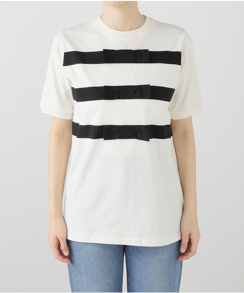 tシャツ NINA RICCI/ニナ リッチ JERSEY BOW RIBBON TEE Tシャツ 25PJTO027CO1094 レディース