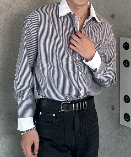 Otte シャツ ドッキングストライプシャツ メンズ レディース