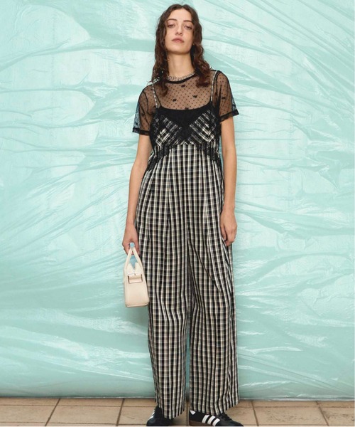 MAISON SPECIALチェック柄オールインワン MAISON SPECIAL オールインワン Plaid Lace Camisole All-In-One