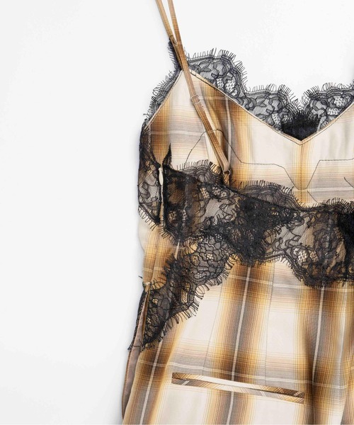 MAISON SPECIAL オールインワン Plaid Lace Camisole All-In-One