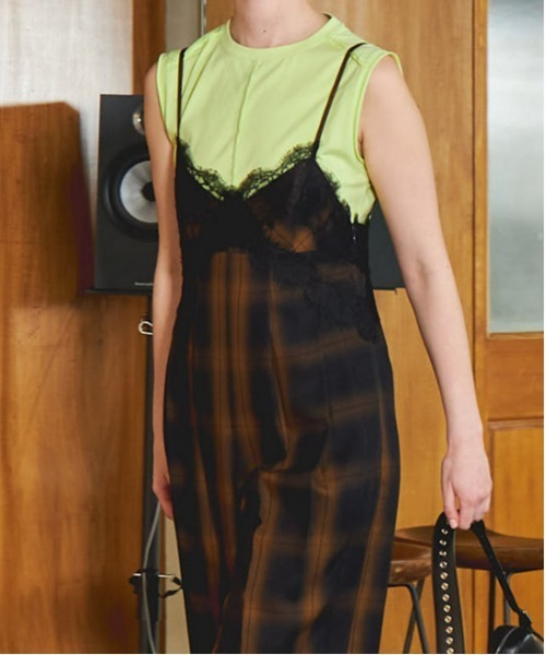 Maison Special チェックシャーリングキャミ MAISON SPECIAL(メゾンスペシャル)｜Button Slit Checkered