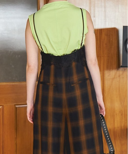 MAISON SPECIALチェック柄オールインワン MAISON SPECIAL オールインワン Plaid Lace Camisole All-In-One