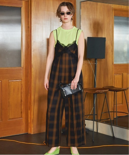 Maison Special チェックシャーリングキャミ MAISON SPECIAL オールインワン Plaid Lace Camisole All-In-One