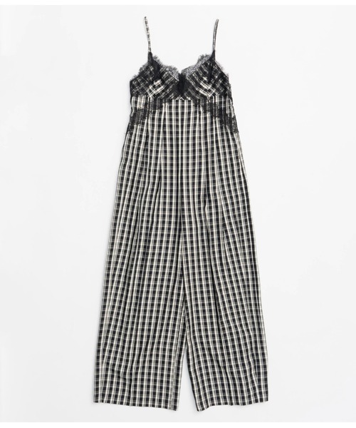 ブラックレースオールインワン MAISON SPECIAL オールインワン Plaid Lace Camisole All-In-One