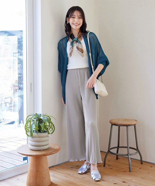 Tiaclasse カーディガン メッシュ編みニットドルマンカーディガン