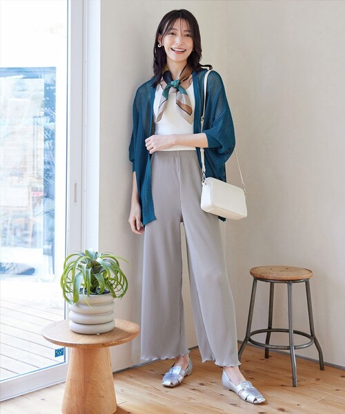 Tiaclasse カーディガン メッシュ編みニットドルマンカーディガン