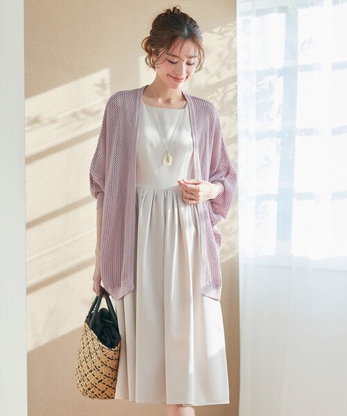 Tiaclasse カーディガン メッシュ編みニットドルマンカーディガン