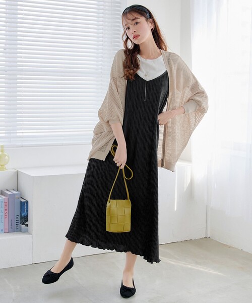 Tiaclasse カーディガン メッシュ編みニットドルマンカーディガン