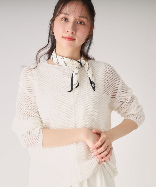 ニット セーター 「洗える／日本製／和紙の清涼感」メッシュ編みニットプルオーバー レディース