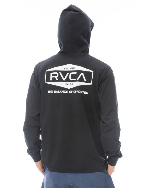 RVCA ルーカ 長袖 ジップ フード ラッシュガード Mサイズ UVプロテクション UPF50 黒 ブラック HEX LS SURF HOODIE 2024年夏モデル セール】RVCA メンズ HEX LS SURF HOODIE ラッシュガード 【2024