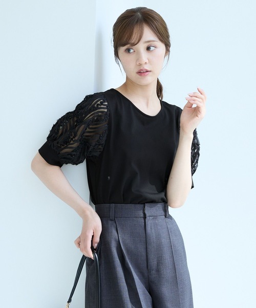 多様な Andemiu tシャツ コードレーススリーブカットソー498170 トップス