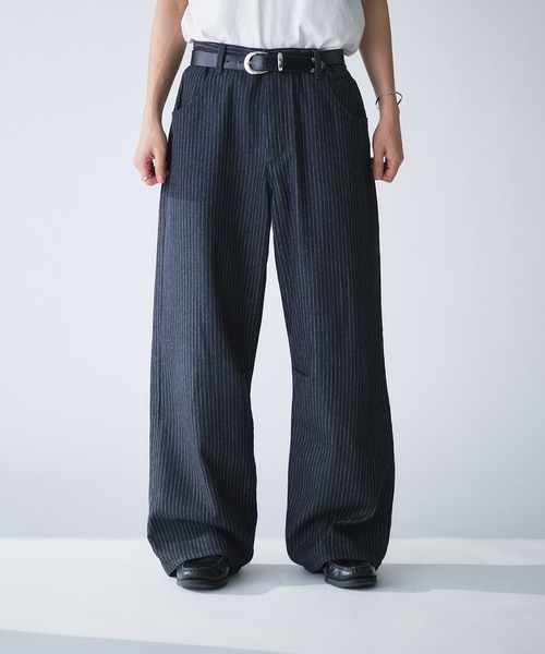 Adoon plain ジーンズ STRIPE DART WIDE STRAIGHT DENIM