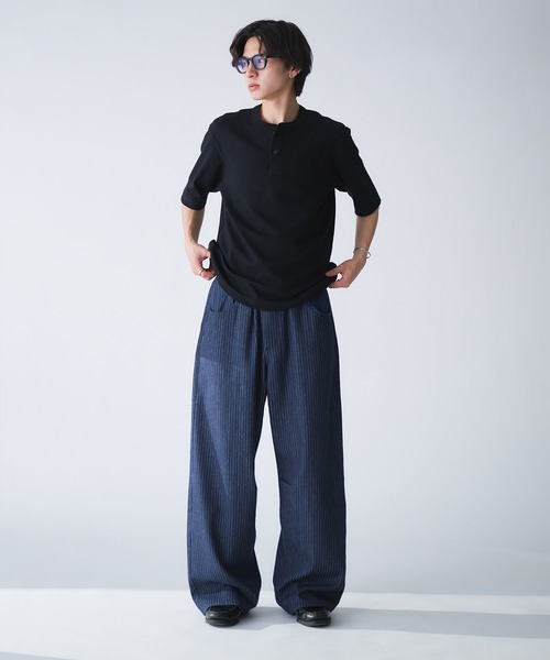 PUSH PUSH stripe wide denim ストライプワイドデニム push push パンツ ストライプ ワイド デニムpushpush - メルカリ