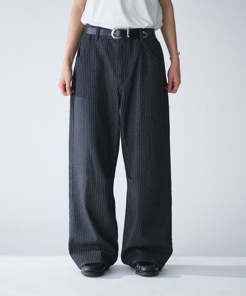 Adoon plain ジーンズ STRIPE DART WIDE STRAIGHT DENIM
