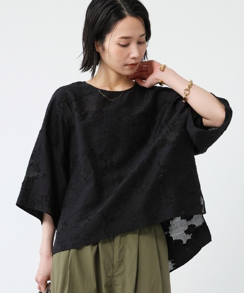 H　Beauty＆YouthUNITEDARROWSシースルージャガードブラウス BABYLONE（バビロン） ブラウス シャツ シースルージャガードブラウス