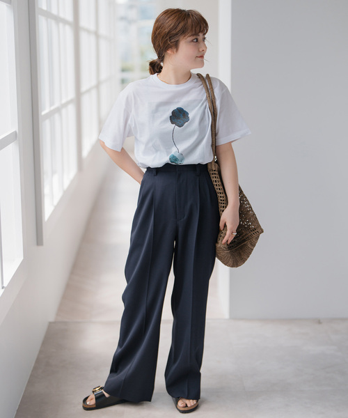 Spick＆Span パンツ ツイルストレッチ2タックパンツ レディース