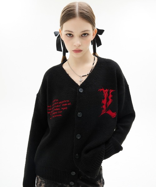 カーディガン VL L LETTERING CARDIGAN レディース