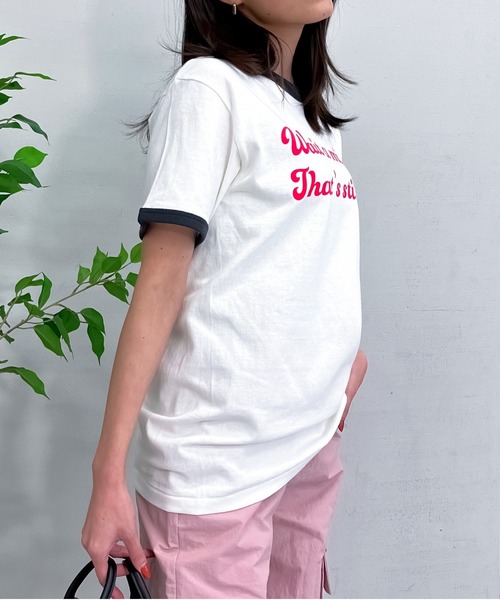 tシャツ 「spiritoso」WAIT A MINUTEイチゴプリント リンガーTシャツ レディース | spiritoso | 04