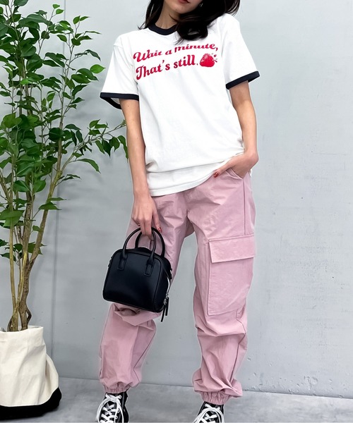 tシャツ 「spiritoso」WAIT A MINUTEイチゴプリント リンガーTシャツ レディース | spiritoso | 06
