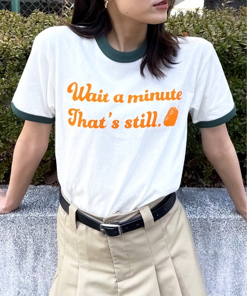 tシャツ 「spiritoso」WAIT A MINUTEイチゴプリント リンガーTシャツ レディース | spiritoso | 09