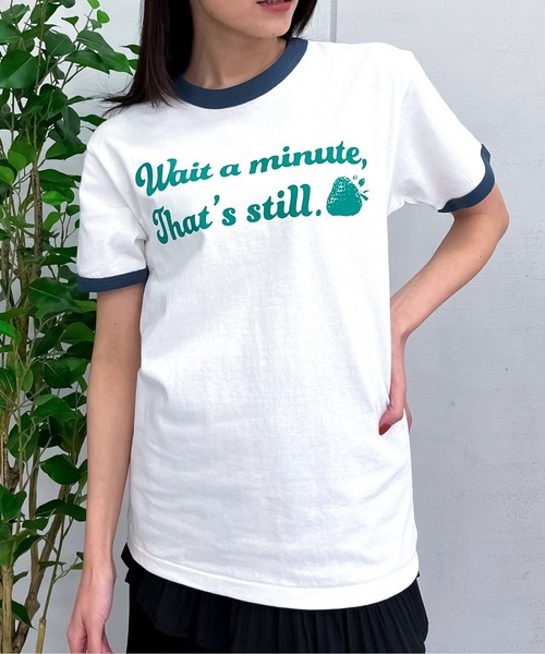 tシャツ 「spiritoso」WAIT A MINUTEイチゴプリント リンガーTシャツ レディース | spiritoso | 12