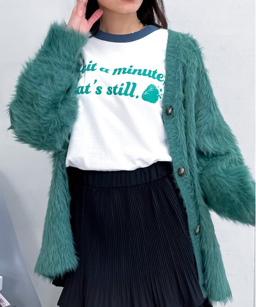 tシャツ 「spiritoso」WAIT A MINUTEイチゴプリント リンガーTシャツ レディース | spiritoso | 15