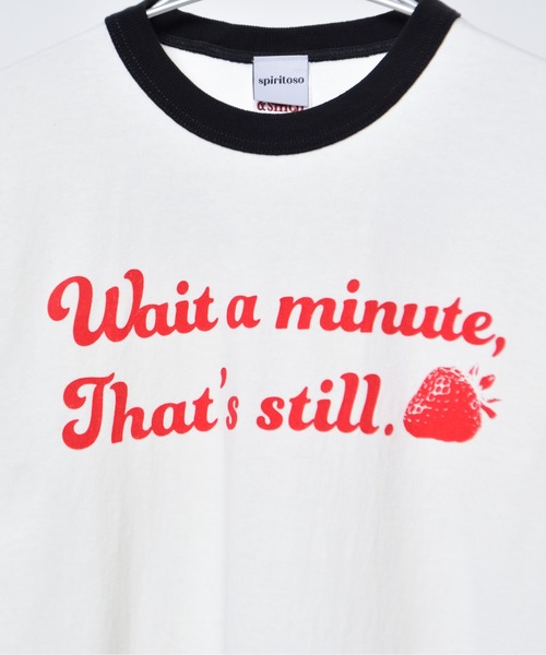 tシャツ 「spiritoso」WAIT A MINUTEイチゴプリント リンガーTシャツ レディース | spiritoso | 18