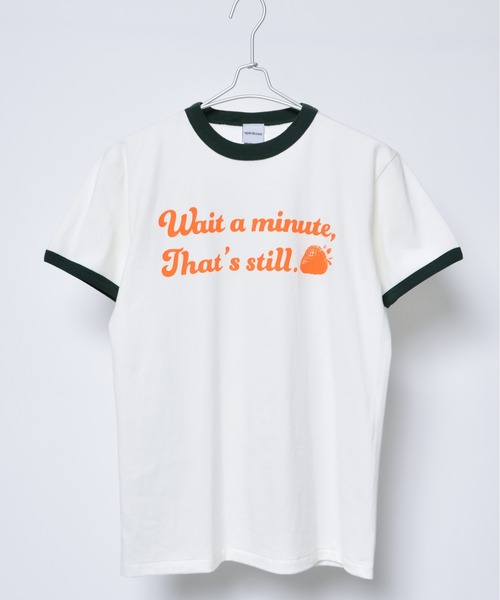 tシャツ 「spiritoso」WAIT A MINUTEイチゴプリント リンガーTシャツ レディース | spiritoso | 21