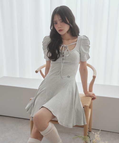 M DOLLY ワンピース 半袖 *M DOLLY original* girly ribbon mini dress