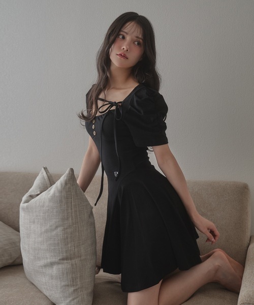 M DOLLY ワンピース 半袖 *M DOLLY original* girly ribbon mini dress