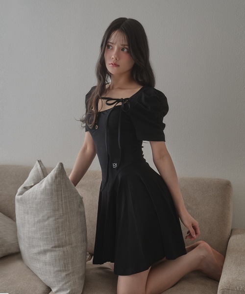 M DOLLY ワンピース 半袖 *M DOLLY original* girly ribbon mini dress