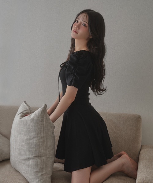 M DOLLY ワンピース 半袖 *M DOLLY original* girly ribbon mini dress