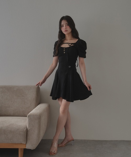 M DOLLY ワンピース 半袖 *M DOLLY original* girly ribbon mini dress