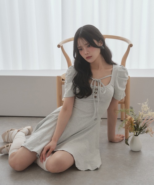 M DOLLY ワンピース 半袖 *M DOLLY original* girly ribbon mini dress