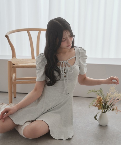 M DOLLY ワンピース 半袖 *M DOLLY original* girly ribbon mini dress