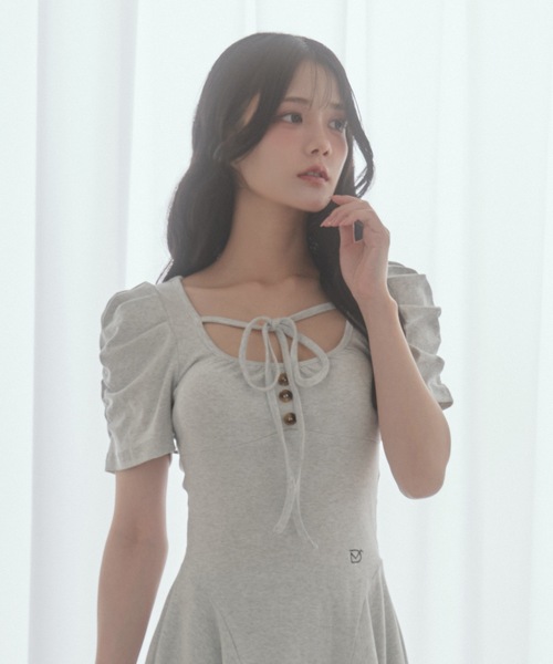 M DOLLY ワンピース 半袖 *M DOLLY original* girly ribbon mini dress
